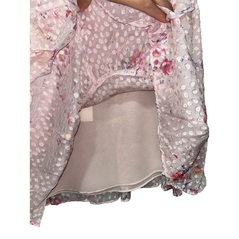 LoveShackFancy Imelda Skirt Bubbly Pink Size 4 Mini Ruffle Skirt Silk Blend - Picture 11 of 13